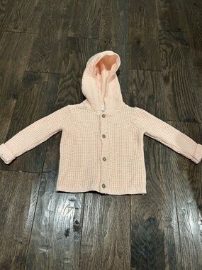 NWOT Soft Knit Hooded Baby Cardigan Light Pink Size 9 months